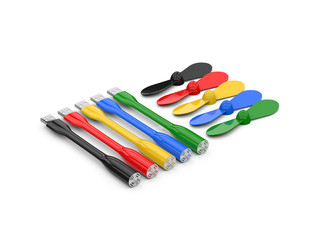 USB driver fan, mini USB fan mock up template on isolated white background, 3d illustration