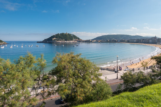 Bay of San Sebastian from Miramar gardens, Basque Country, Spain