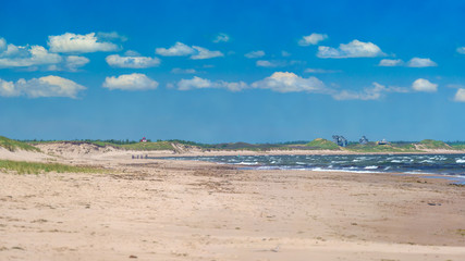Waves rolling in on Greenwich Beach, in the PEI National Park, Prince Edward Island, Canada.