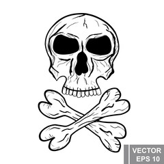 Skull. skeleton and bones. Pirate sign. danger. Fear. For your design.