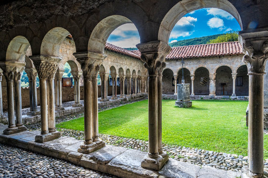 France, Piedmont of the Pyrenees, Haute Garonne, Saint Bertrand de Comminges, cloister of the cathedral Sainte-Marie (12th-13th century) Saint James way (UNESCO World Heritage) (Most Beautiful Village in France)