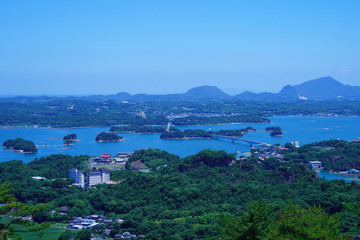 Fototapeta na wymiar 天草の千巌山から見た島々の夏の風景