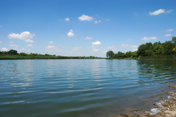 Obraz na płótnie Canvas Panorama of a lake Krivaja in Vojvodina-Serbia