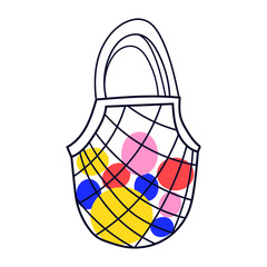 String bag. Zero waste concept. Vector hand drawn Illustration for t shirt, social network, posters, banners, flyers design.