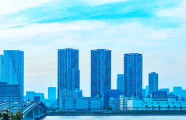 Obraz premium 夕暮れの東京のビル群