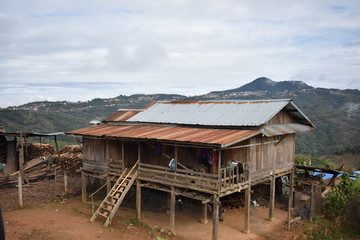 Fototapeta na wymiar traditional house on stilts in laos 