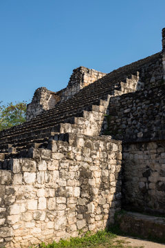 Stairs of the oval palace of Ek Balam located 30 kilometers from Valladolid, Yucatan, Mexico