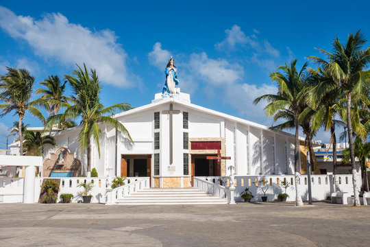 Parroquia Inmaculada Concepcion Church on the island of Isla Mujeres, Quintana Roo, Mexico