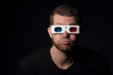 30 years old man,with 3D glasses