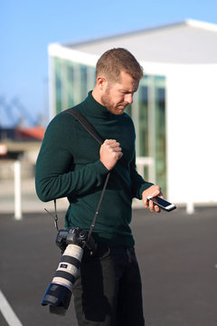 Professional photographer outside