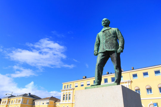 Europe,Norway, Trondheim. Carl Adolf Dahl Statue