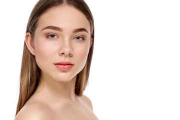 Obraz premium Sensual model with natural make up face posing.