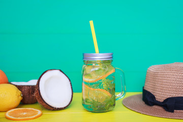 tropical fruit on a colorful background