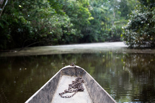 Canoe in a part of Guaviare river, Colombia