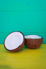 coconut on a colorful background
