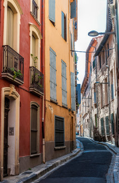 France, Occitania, Eastern Pyrenees, Perpignan, la Main de Fer street in the historical center