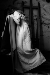 Naklejka premium Girl black-and-white
