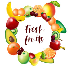 colorfull frame with fresh fruits 
