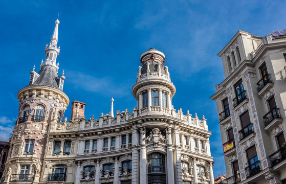 Spain, Madrid, downtown, Canalejas square, Allende and Meneses buildings (1915)