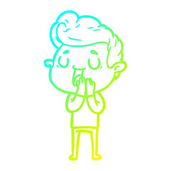 cold gradient line drawing happy cartoon man