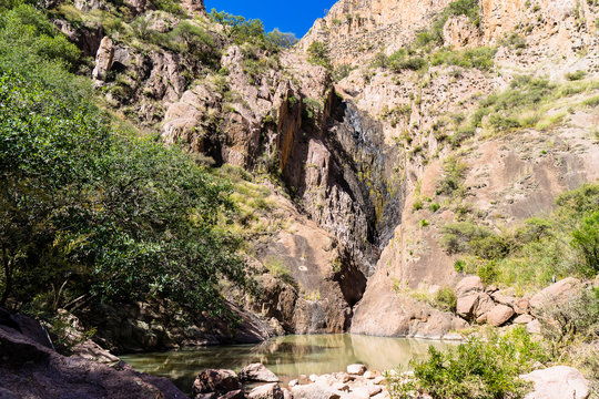 River and canyon, Rancho La Joya, Ranch John Wayne, Durango, Mexico, Central America