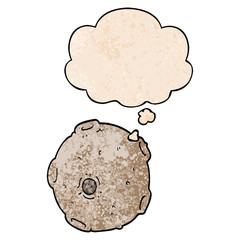 cartoon moon and thought bubble in grunge texture pattern style