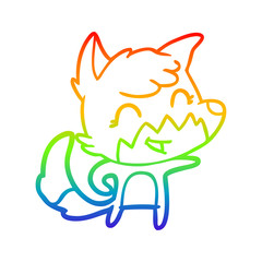 rainbow gradient line drawing happy cartoon fox