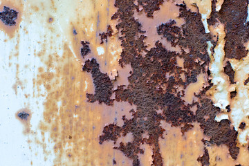 rusty board with paint, background.