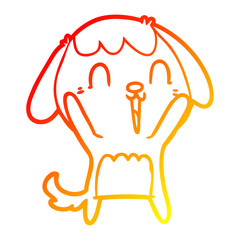 warm gradient line drawing cute cartoon dog crying