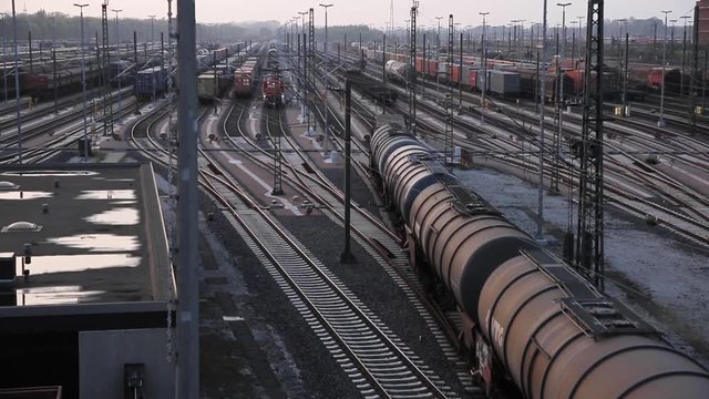 Freight Transportation at Large Cargo Train Terminal