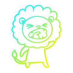cold gradient line drawing cartoon angry lion