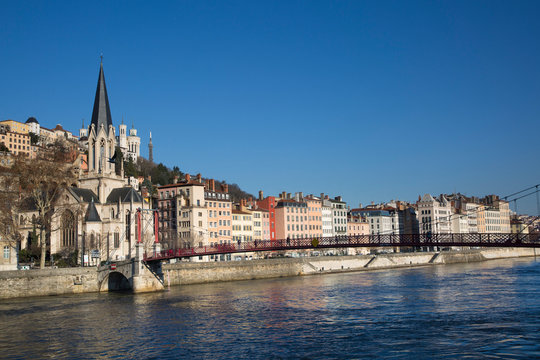 Saint Georges Church and Saint Georges district, 5th arrondissement of Lyon, France