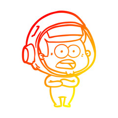 warm gradient line drawing cartoon surprised astronaut