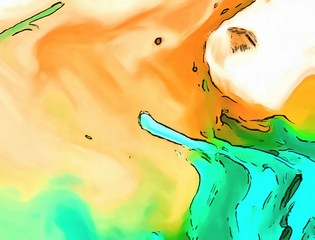 Abstract art background. Colorful texture. Creative concept oriental pattern with design elements. Graphic artwork. Drawing in modern impressionism style. Marble liquid effect. Fluid painting.