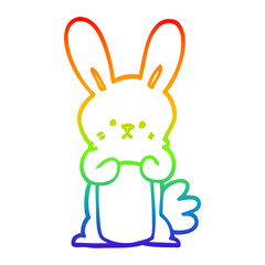 rainbow gradient line drawing cartoon bunny rabbit