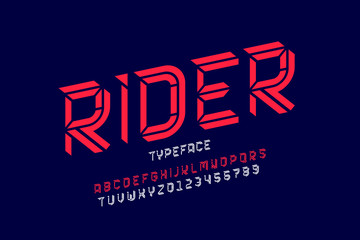 Sport style modern font design, alphabet letters and numbers