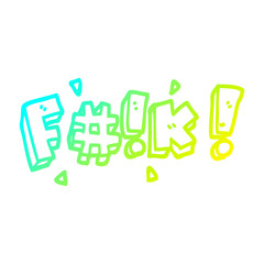 cold gradient line drawing cartoon swear word