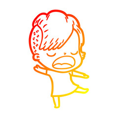 warm gradient line drawing cartoon cool hipster girl talking