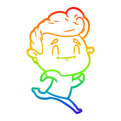 rainbow gradient line drawing running cartoon man