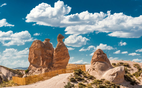 Turkey, Goreme National park and the rock sites of Cappadocia, the "camel" in the Devrent Valley (UNESCO World Heritage)