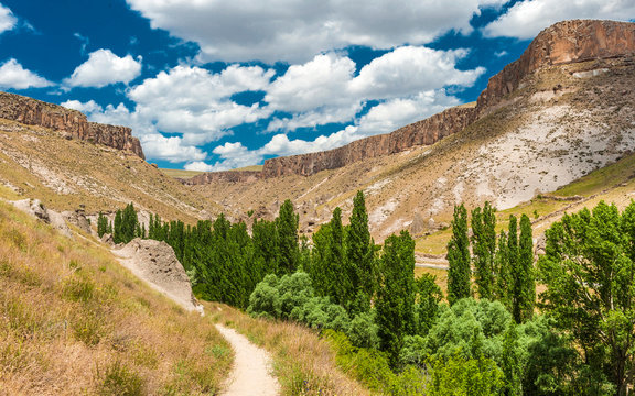 Turkey, Goreme National park and the rock sites of Cappadocia, landscape of the Soganli valley close to Urgup (UNESCO World Heritage)