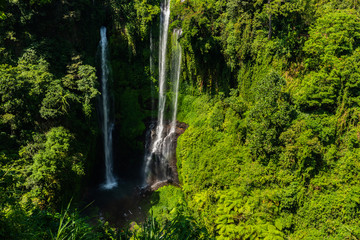 Naklejka na ściany i meble Beautiful the Sekumpul waterfall in Bali, Indonesia