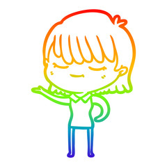 rainbow gradient line drawing cartoon woman
