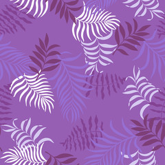 Tropical background with palm leaves. Seamless floral pattern. Summer vector illustration. Flat jungle print