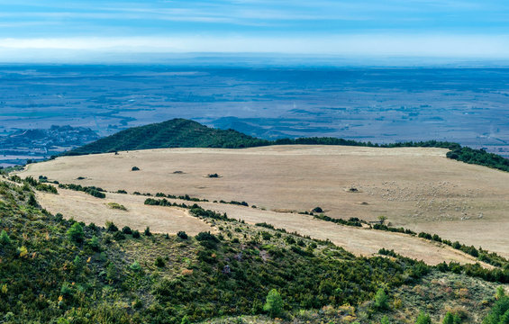 Spain, Aragon, province of Huesca, cultivated plateau over Bolea.