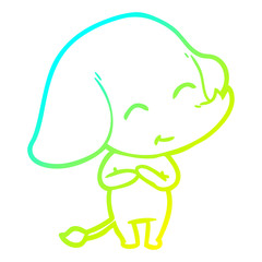 Obraz premium cold gradient line drawing cute cartoon elephant