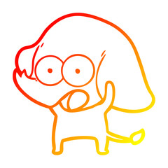 warm gradient line drawing cute cartoon elephant