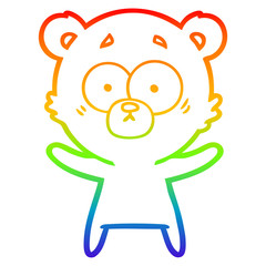 rainbow gradient line drawing surprised bear cartoon