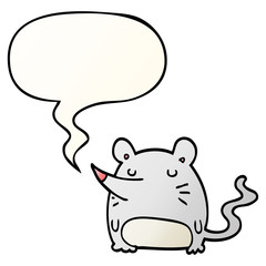 cartoon mouse and speech bubble in smooth gradient style
