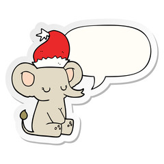 cute christmas elephant and speech bubble sticker